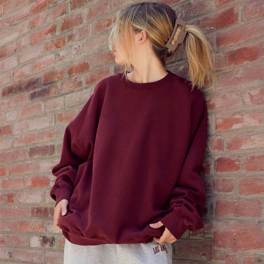 Brandy Melville Burgundy Crew Neck Sweater